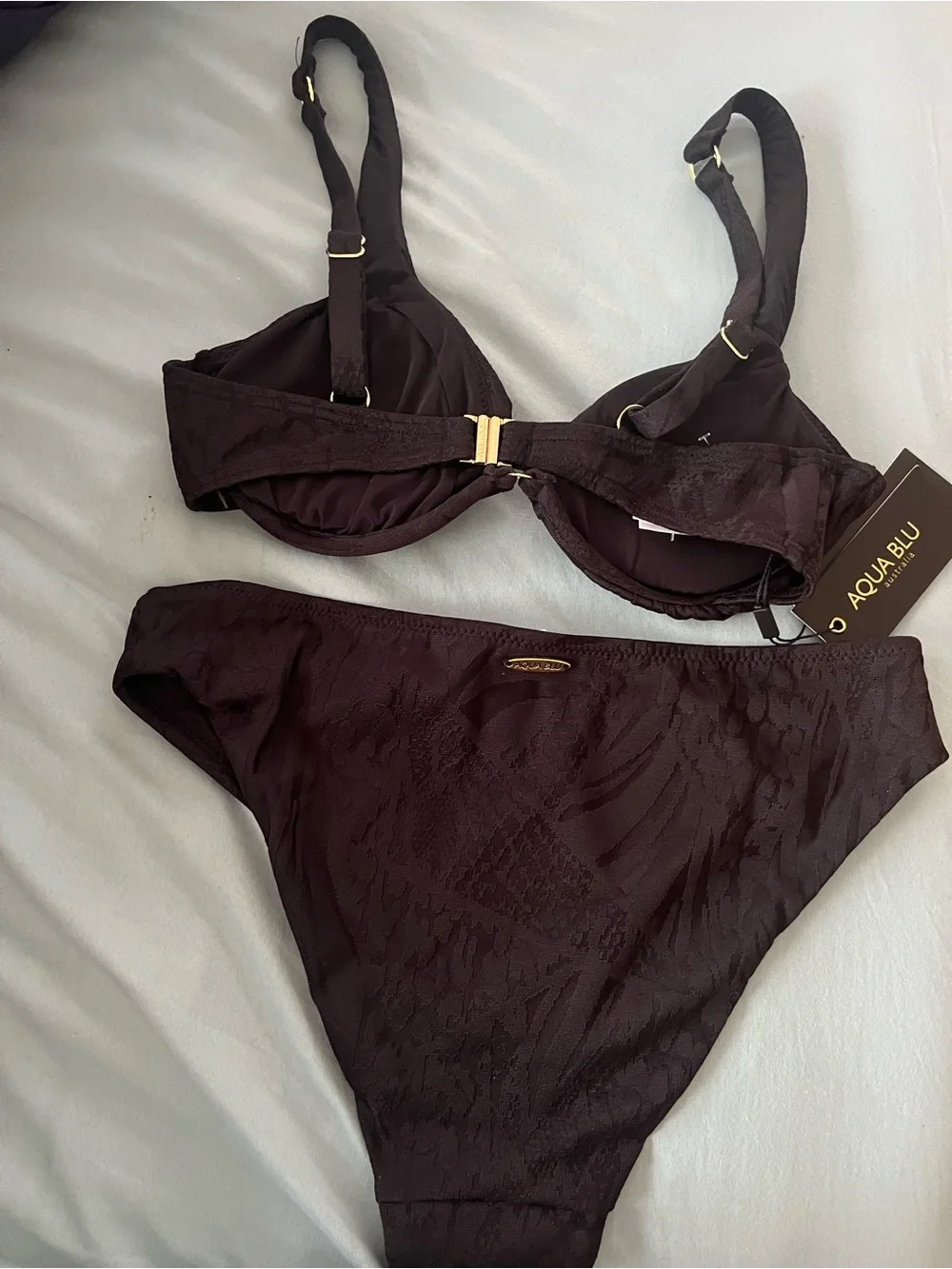 Aqua Blu Linda Black Textured Two-Piece Bikini US Size 4